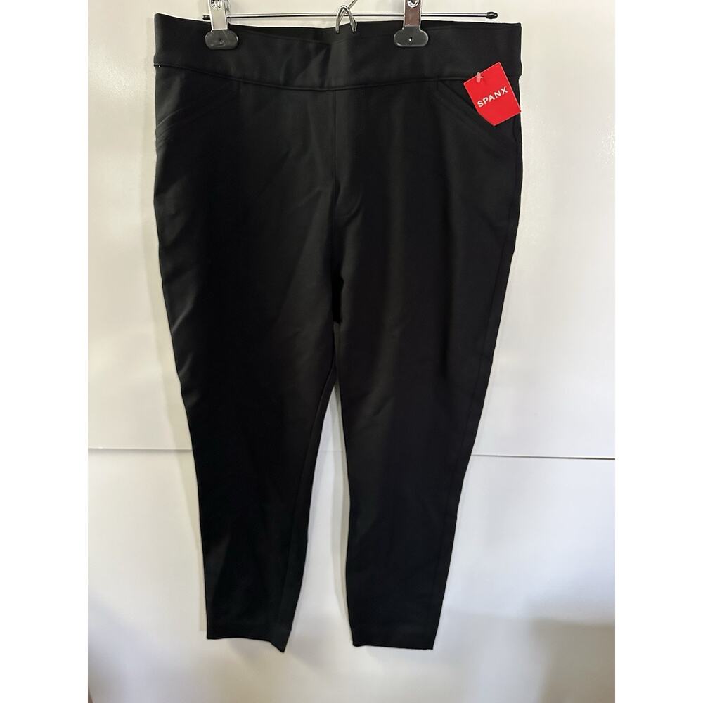 $128 NWT Spanx Backseam Skinny In Ponte Black Performance Pants Size XL